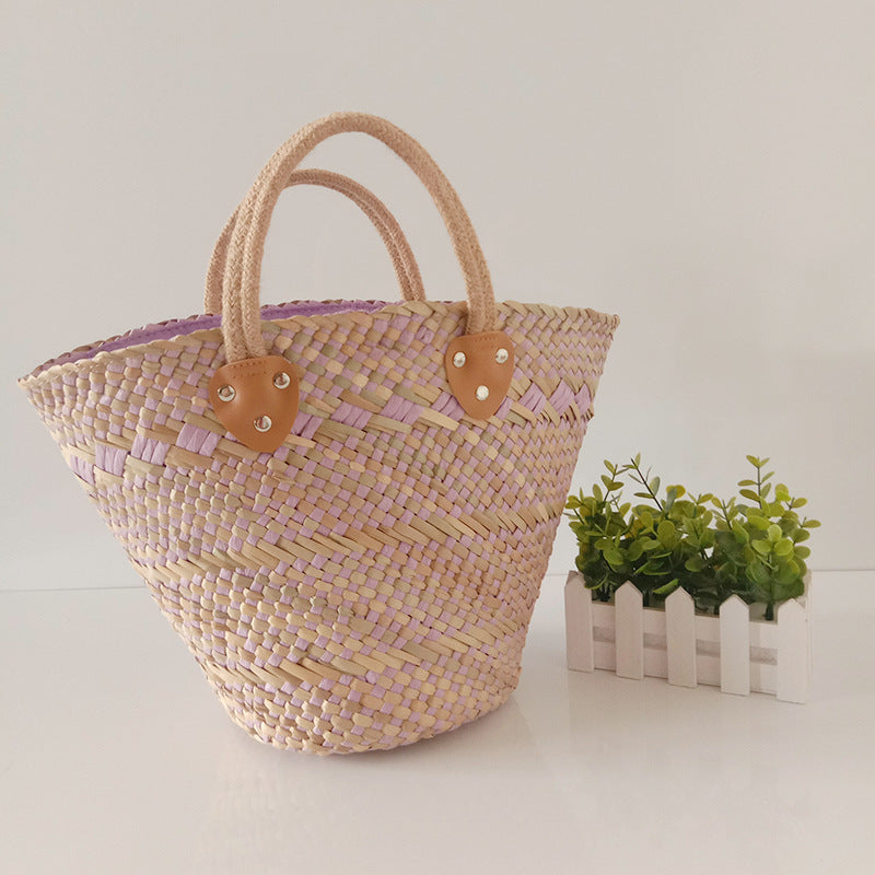 Handmade Straw Woven Bag - Retro Style