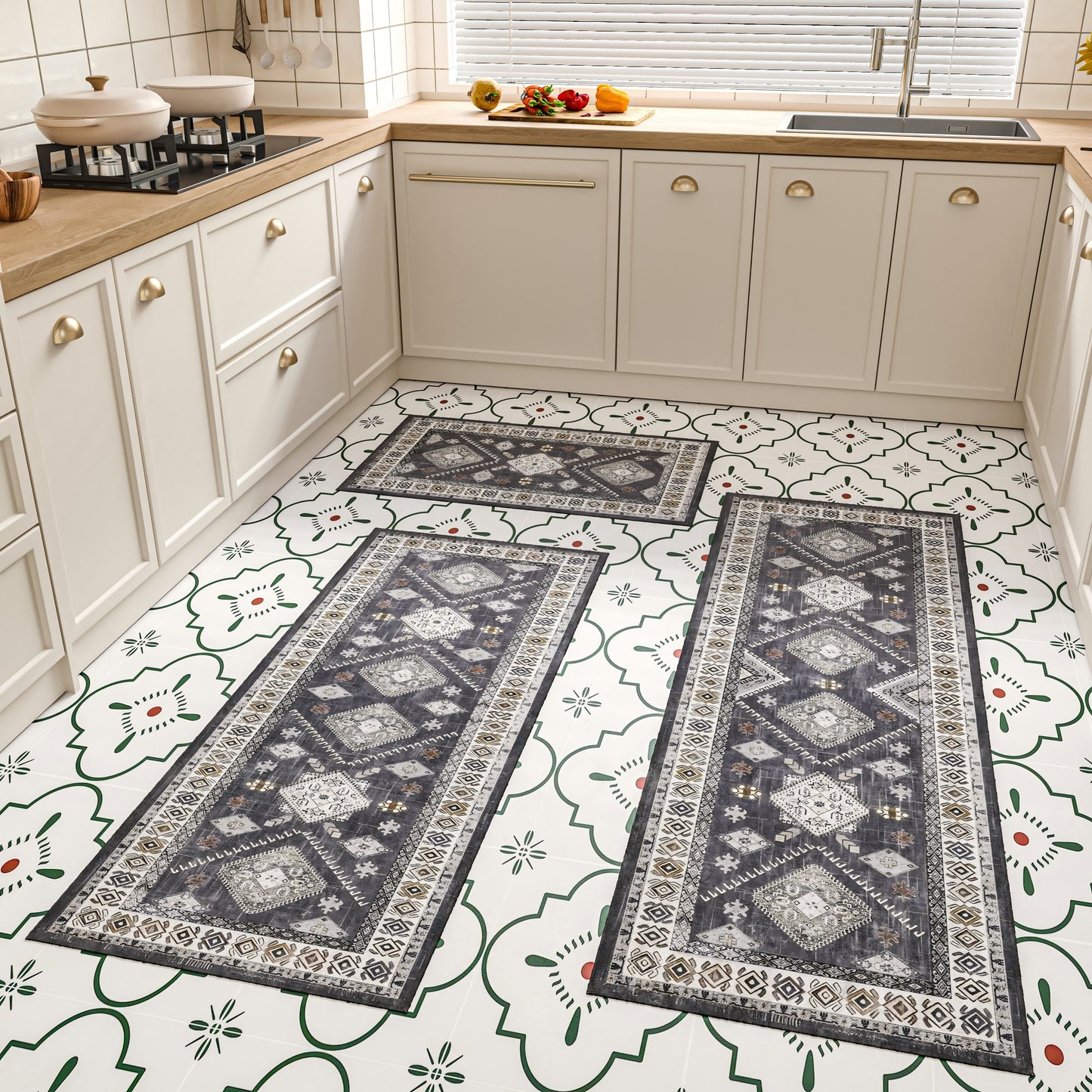 Boho Kitchen Rug Set - 3 Pieces