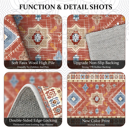 Boho Kitchen Rug Set - 4 Pieces