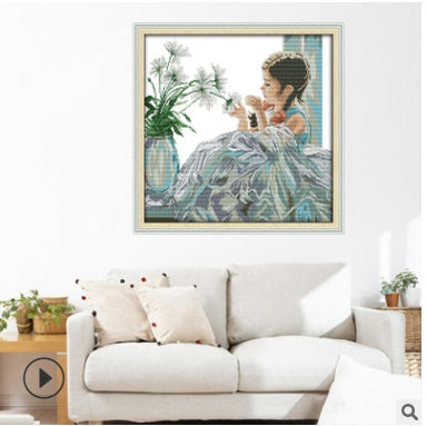 European Character Cross-Stitch Painting