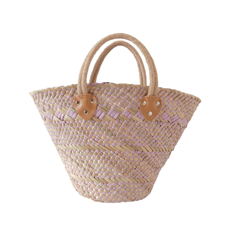 Handmade Straw Woven Bag - Retro Style