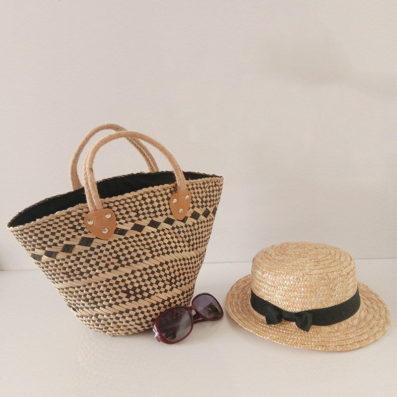 Handmade Straw Woven Bag - Retro Style