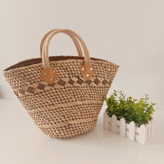 Handmade Straw Woven Bag - Retro Style