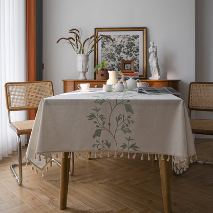 Flower Embroidery Round Tablecloth - Dining Table Fabric