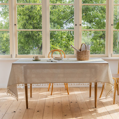 Flower Embroidery Round Tablecloth - Dining Table Fabric