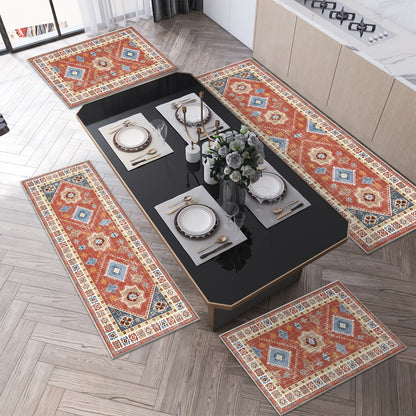 Boho Kitchen Rug Set - 4 Pieces