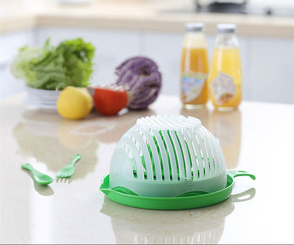 Premium Salad Cutter Bowl - Professional Vegetable & Fruit Chopper