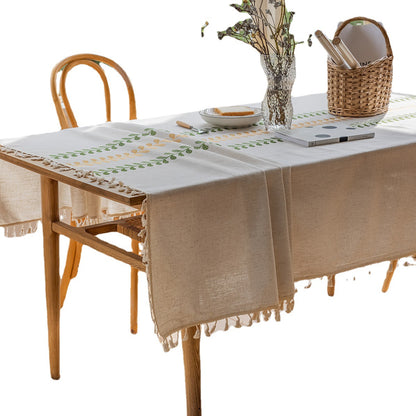 Flower Embroidery Round Tablecloth - Dining Table Fabric