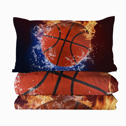 3pcs Water Fire Basketball Comforter Set Burning Fire Thin Bedding Duvet Game Summer Quilt Set Twin Size(temu Can Only Be Self-picked Up)