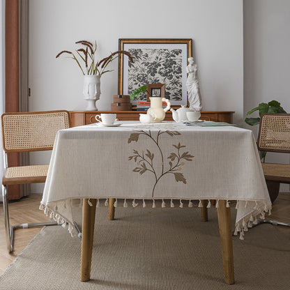 Flower Embroidery Round Tablecloth - Dining Table Fabric