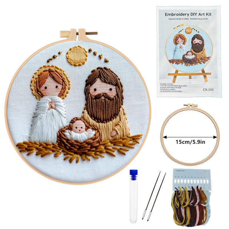 Vintage Embroidery DIY Material Jesus Handmade Cross