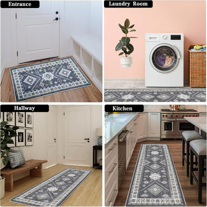 Boho Kitchen Rug Set - 3 Pieces