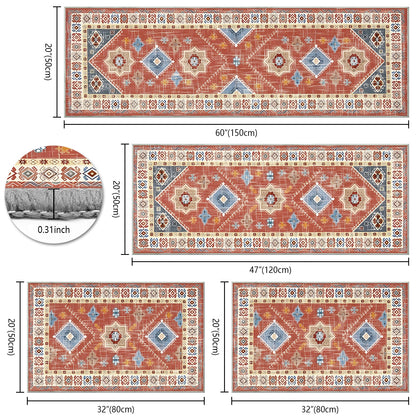 Boho Kitchen Rug Set - 4 Pieces
