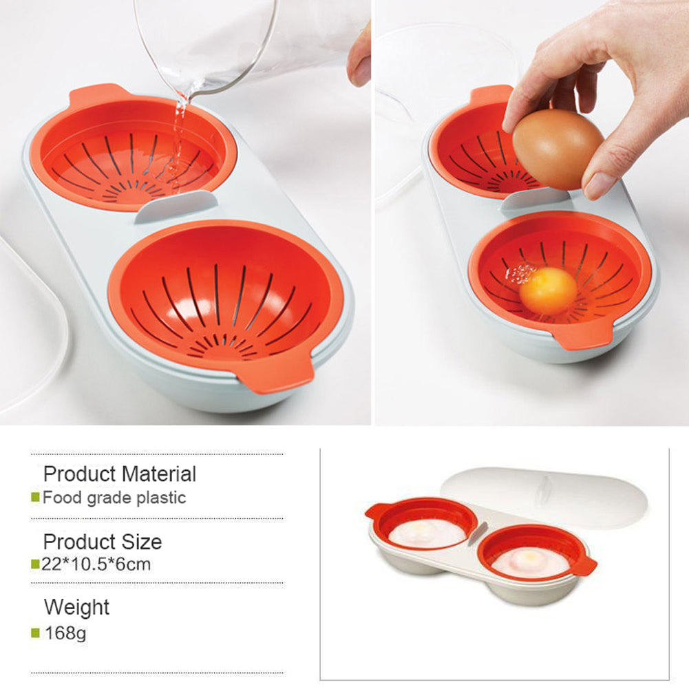 Microwave Egg Poacher - Double Cup Egg Cooker Set